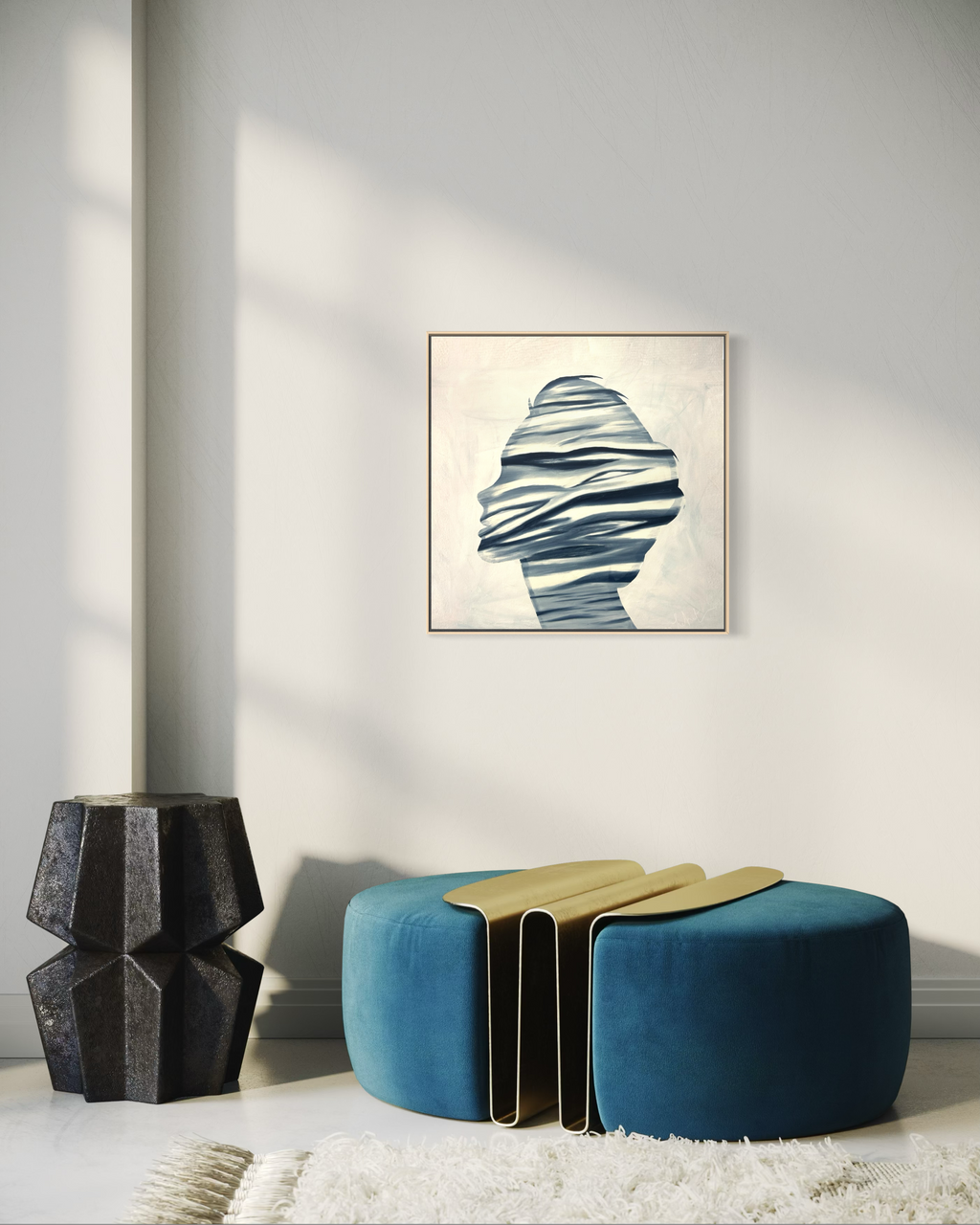 Indigo Face Silhouette 60x60cm ( free shipping )