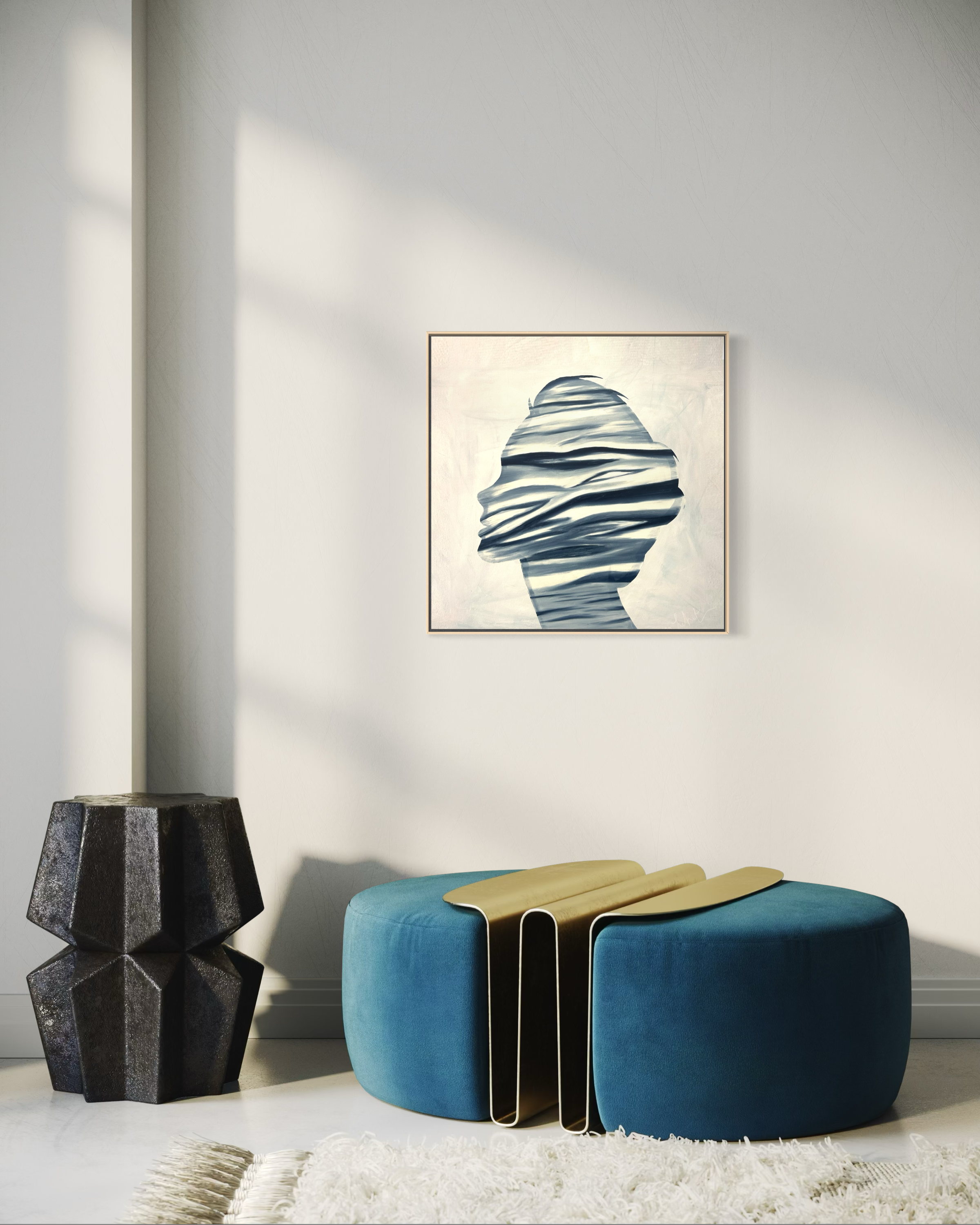 Indigo Face Silhouette 60x60cm ( free shipping )