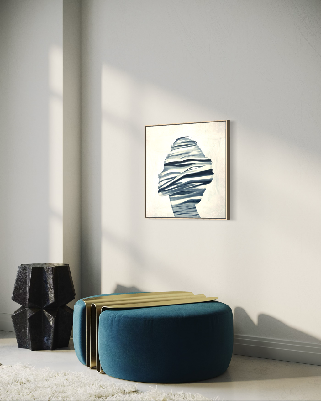 Indigo Face Silhouette 60x60cm ( free shipping )